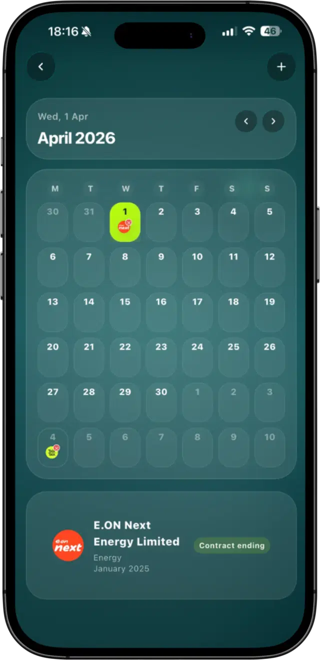Contract and renewal tracking calendar in Taupia
