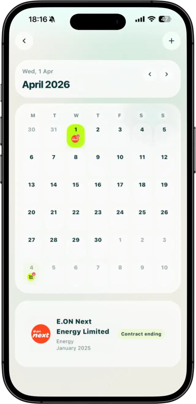 Contract and renewal tracking calendar in Taupia