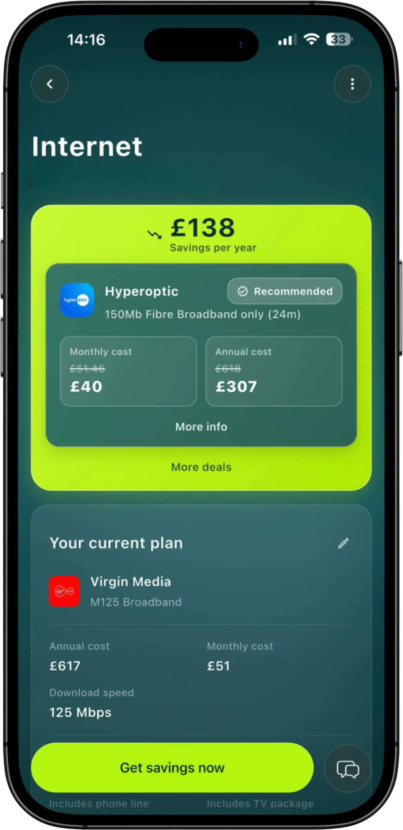 Taupia broadband summary screen