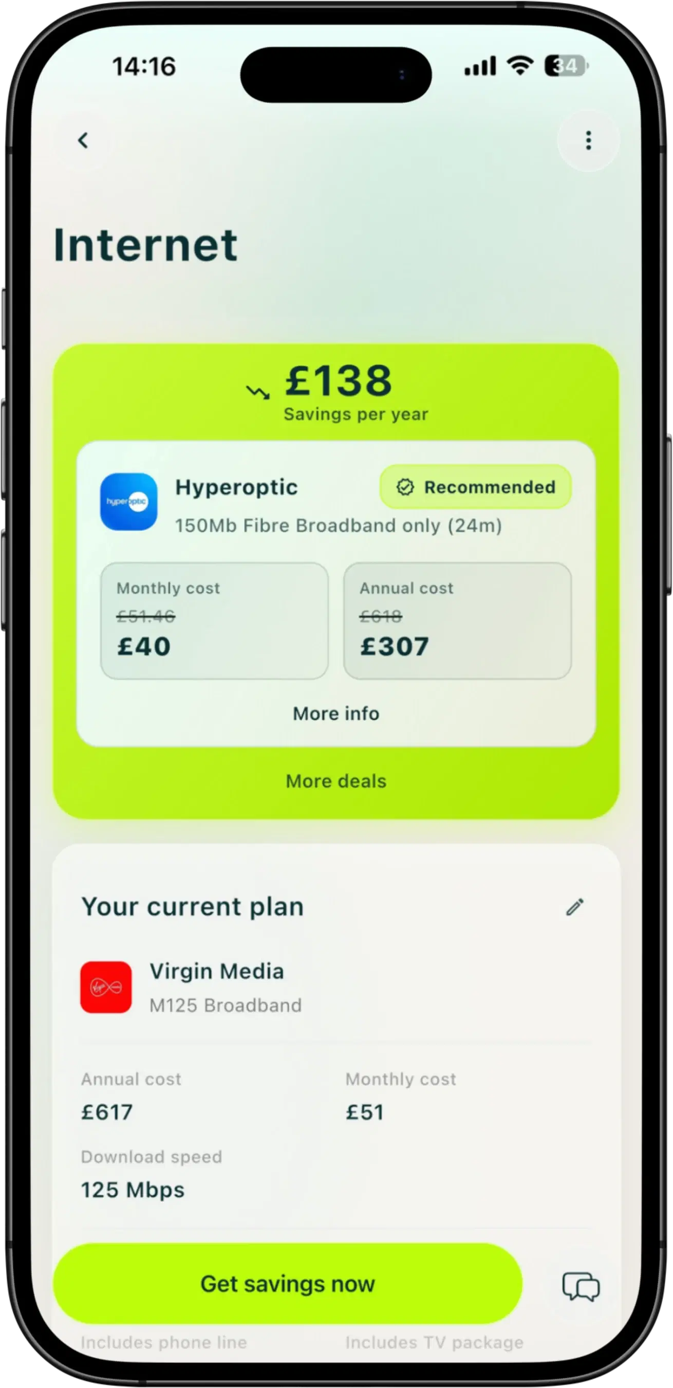 Taupia broadband summary screen