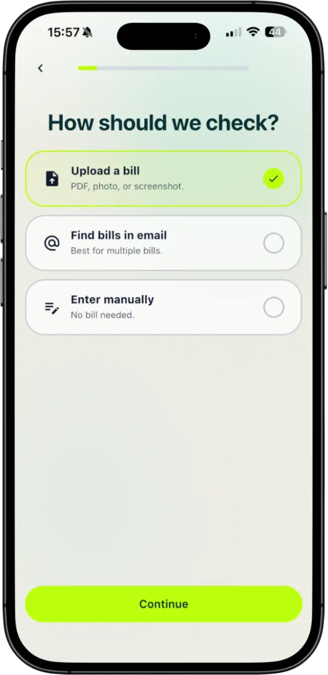 Bill upload flow in Taupia